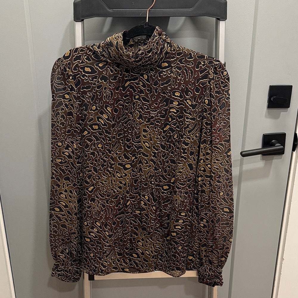Tory Burch Leopard Print Sheer Blouse